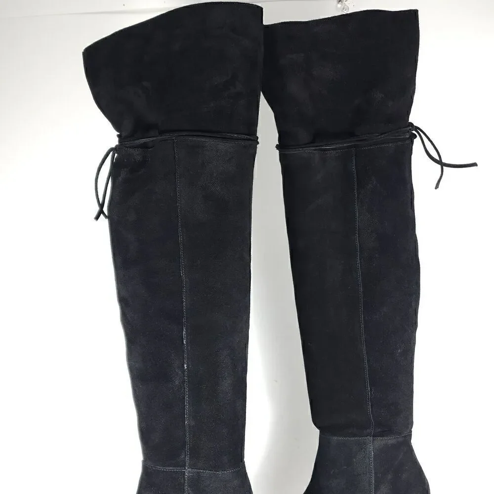 Free People Women's Echo US6-6,5 EU37 Black Suede Platform Over The Knee Boots